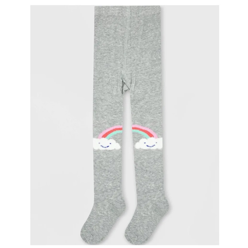 NWT Cat & Jack Baby Girls' Rainbow Tights Size 0-6 Months Cotton Blend Gray
